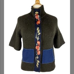 ANTHROPOLOGIE Wool Floral Sweater Cardigan